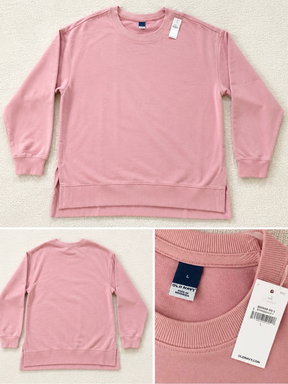 Old Navy Relaxed Crewneck Sweatshirt in Dusty Rose - Picture 2 of 2